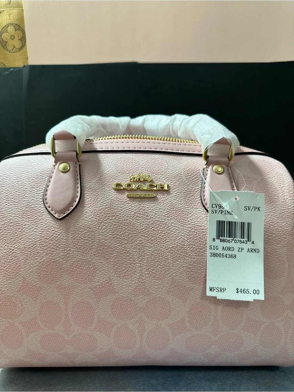 Coach Pink Signature Small Satchel with Gold Hardware